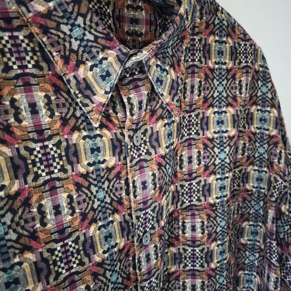 NWOT Jhane Barnes XL Vintage 90s Dadcore Retro Jacquard Artsy Button Down Shirt - Picture 9 of 16